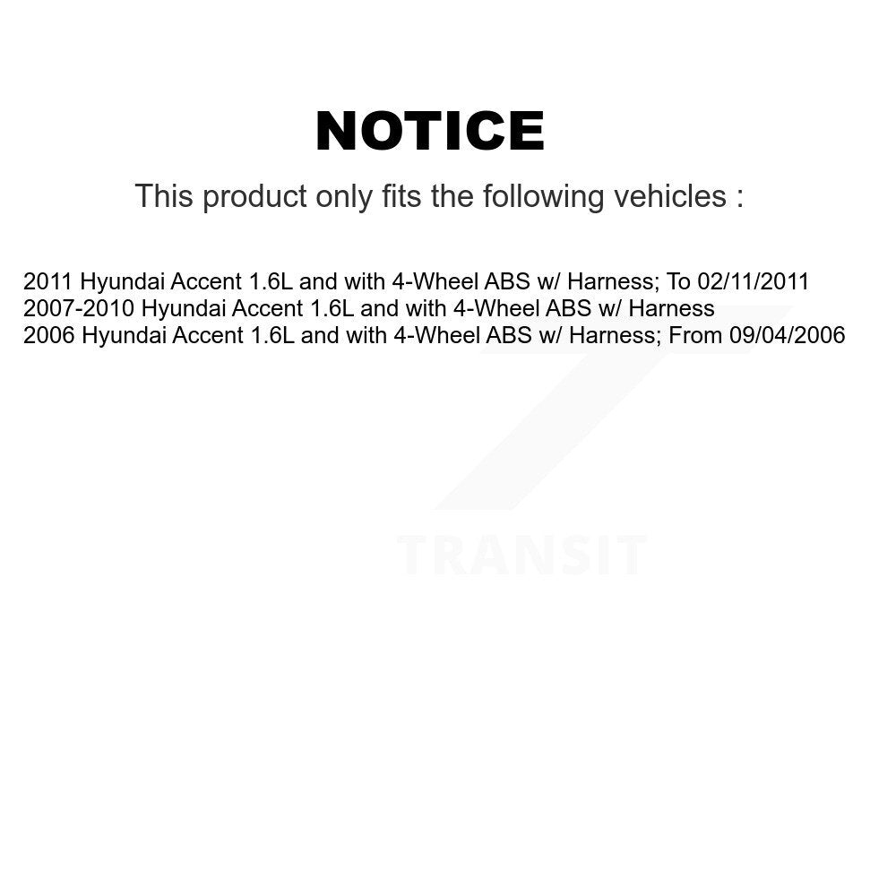Wheel Hub Bearing Extra Sensor Rear Kit For Hyundai Accent 1.6L with 4-Wheel ABS