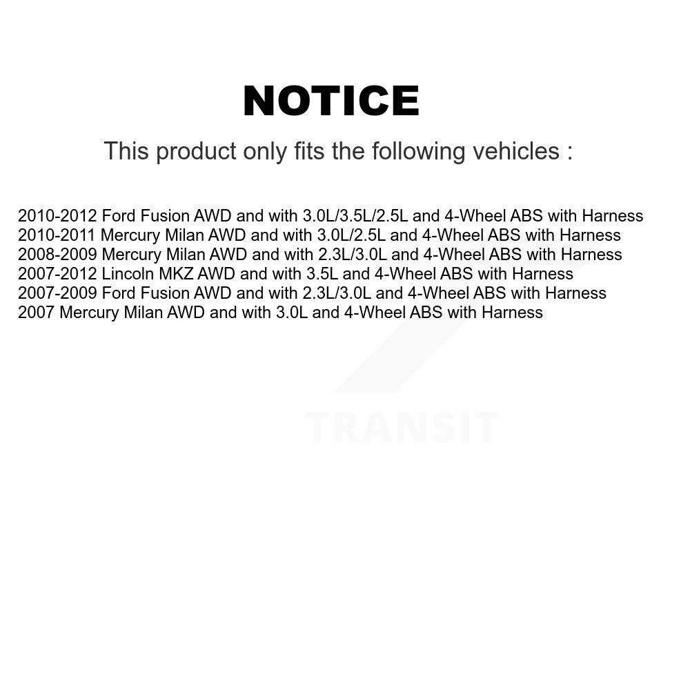 Wheel Bearing And ABS Sensor Rear Kit For Ford Fusion Lincoln MKZ Mercury Milan