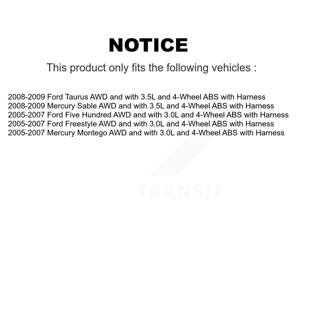 Wheel Hub Bearing Sensor Rear Kit For Ford Five Hundred Freestyle Taurus Mercury