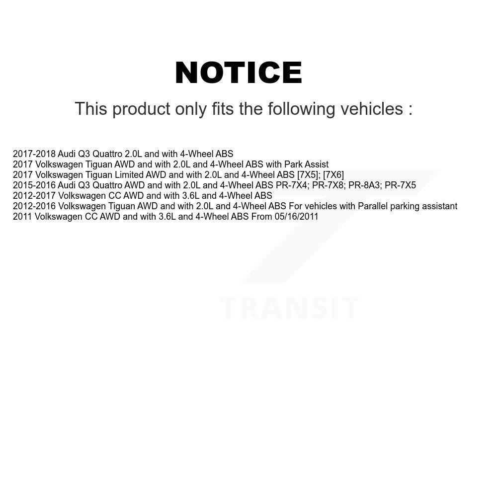 Wheel Hub Bearing And ABS Sensor Rear Kit For Audi Q3 Quattro Volkswagen CC