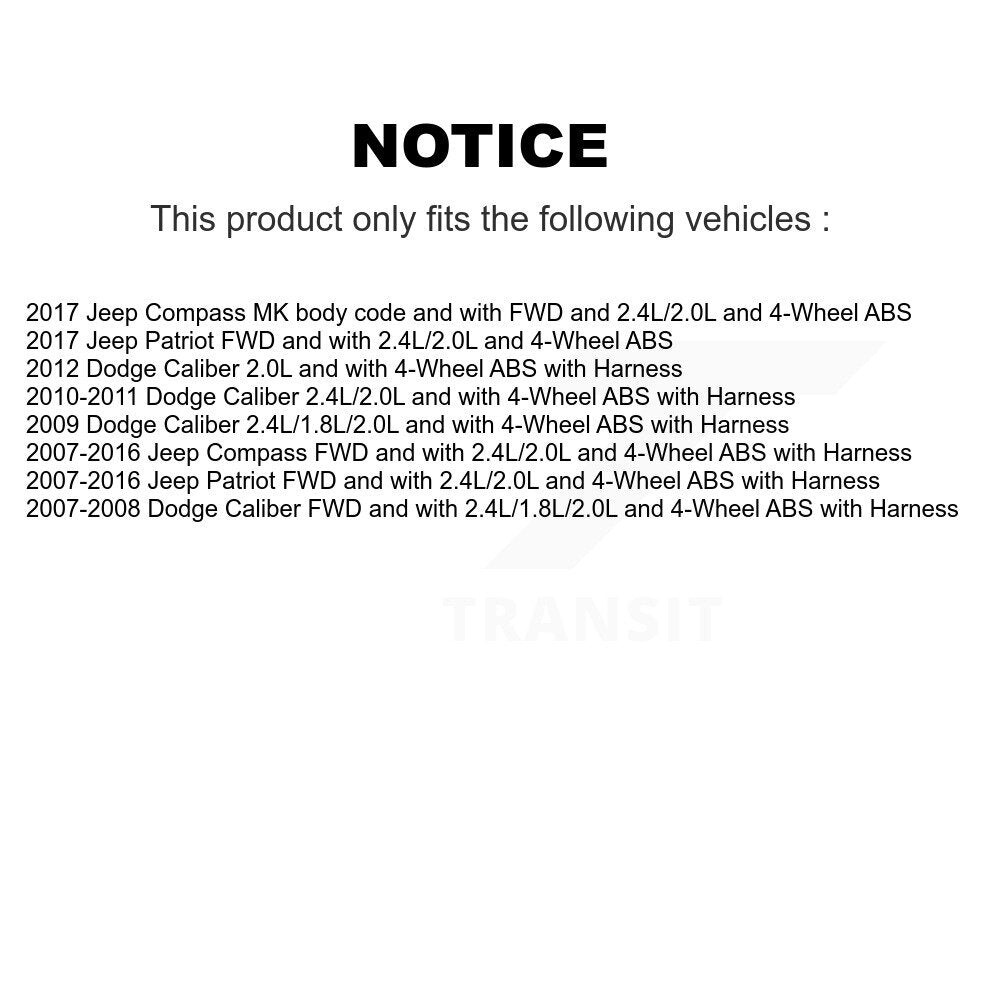 Wheel Hub Bearing And ABS Sensor Rear Kit For Jeep Patriot Compass Dodge Caliber