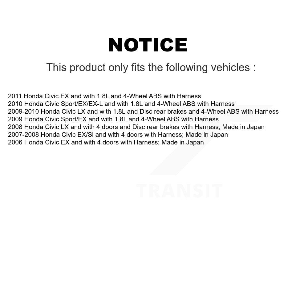 Wheel Hub Bearing And ABS Sensor Rear Kit For Honda Civic