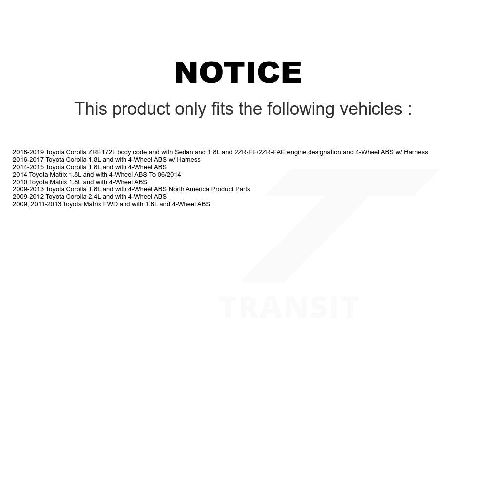 Wheel Hub Bearing And Extra ABS Sensor Rear Kit For Toyota Corolla Matrix
