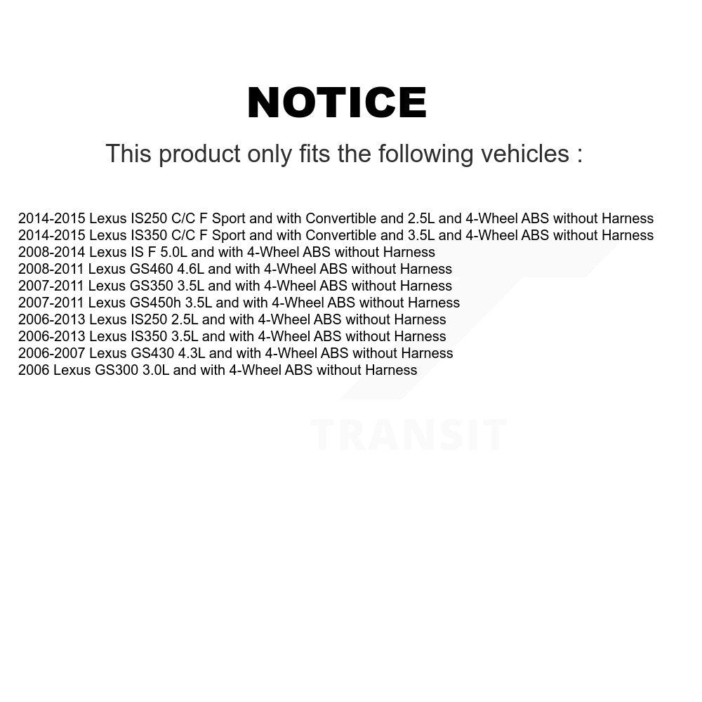 Wheel Hub Bearing Sensor Rear Kit For Lexus IS250 IS350 GS350 GS300 IS F GS450h