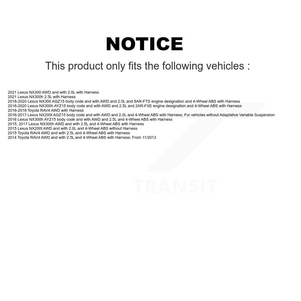 Wheel Hub Bearing ABS Sensor Rear Kit For Toyota RAV4 Lexus NX300 NX200t NX300h