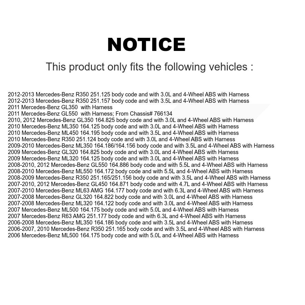 Wheel Bearing Sensor Rear Kit For Mercedes-Benz ML350 ML320 GL350 R350 GL320 AMG