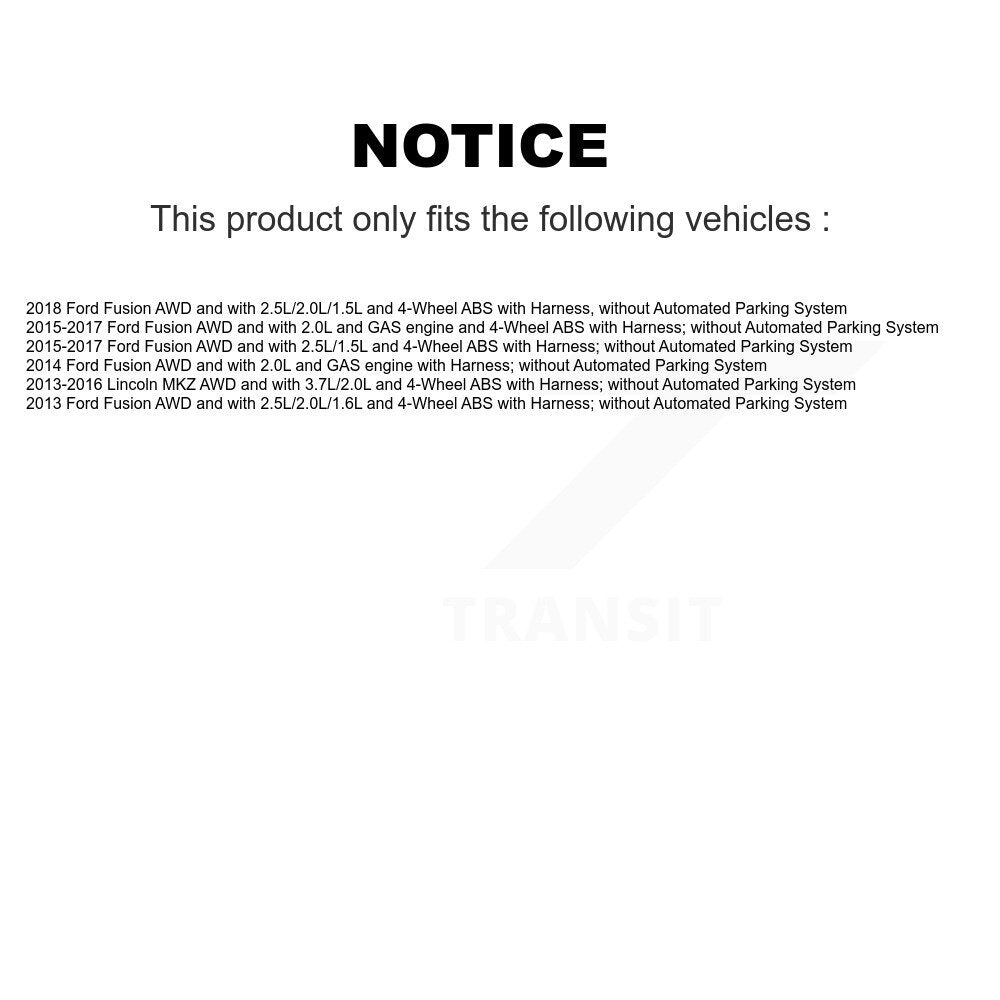 Wheel Hub Bearing And ABS Sensor Rear Kit For Ford Fusion Lincoln MKZ