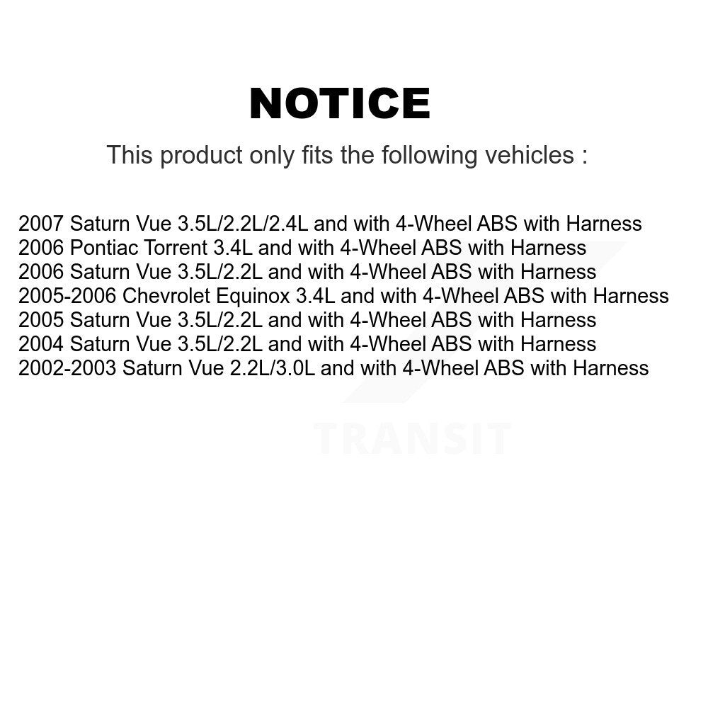 Wheel Hub Bearing Extra Sensor Rear Kit For Saturn Vue Chevrolet Equinox Pontiac
