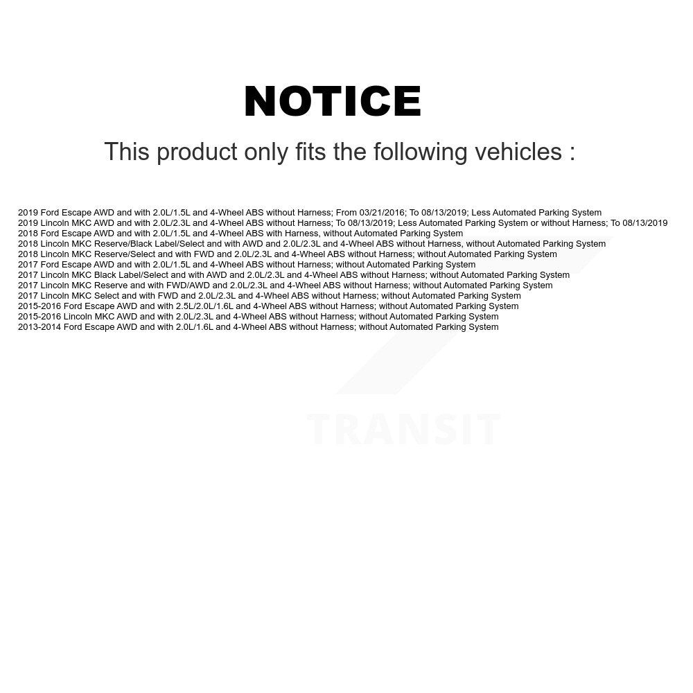 Wheel Hub Bearing And ABS Sensor Rear Kit For Ford Escape Lincoln MKC
