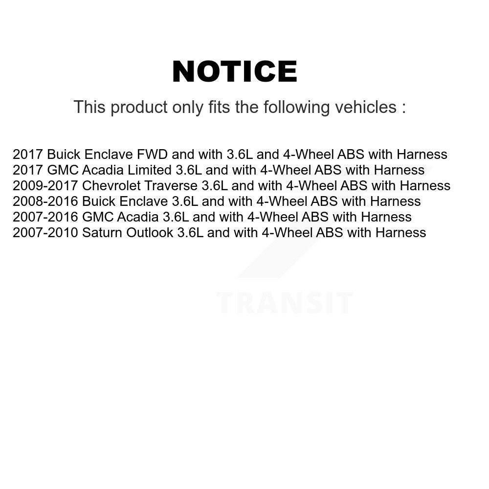Wheel Hub Bearing Sensor Rear Kit For GMC Acadia Buick Enclave Chevrolet Saturn