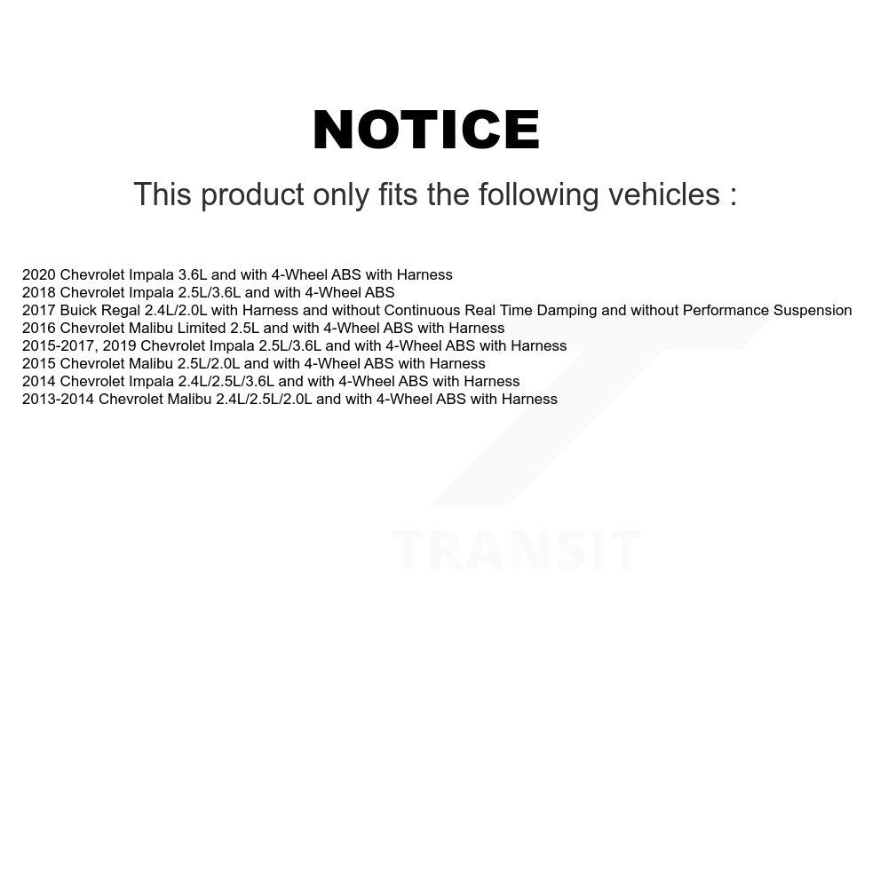 Wheel Hub Bearing ABS Sensor Front Kit For Chevrolet Malibu Impala Limited Buick