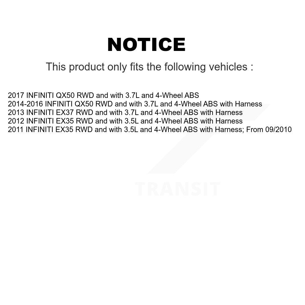 Wheel Hub Bearing And ABS Sensor Front Kit For INFINITI QX50 EX35 EX37