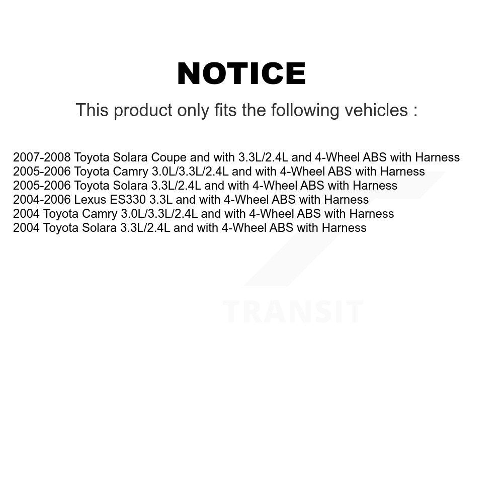 Wheel Bearing Sensor Front Kit For Toyota Camry Solara Lexus ES330 with Harness