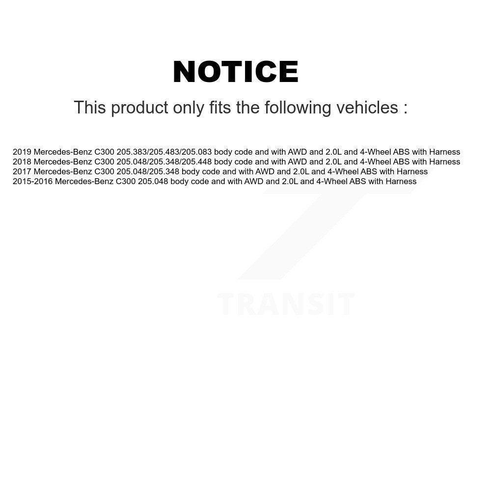 Wheel Hub Bearing And ABS Sensor Front Kit For Mercedes-Benz C300 with Harness