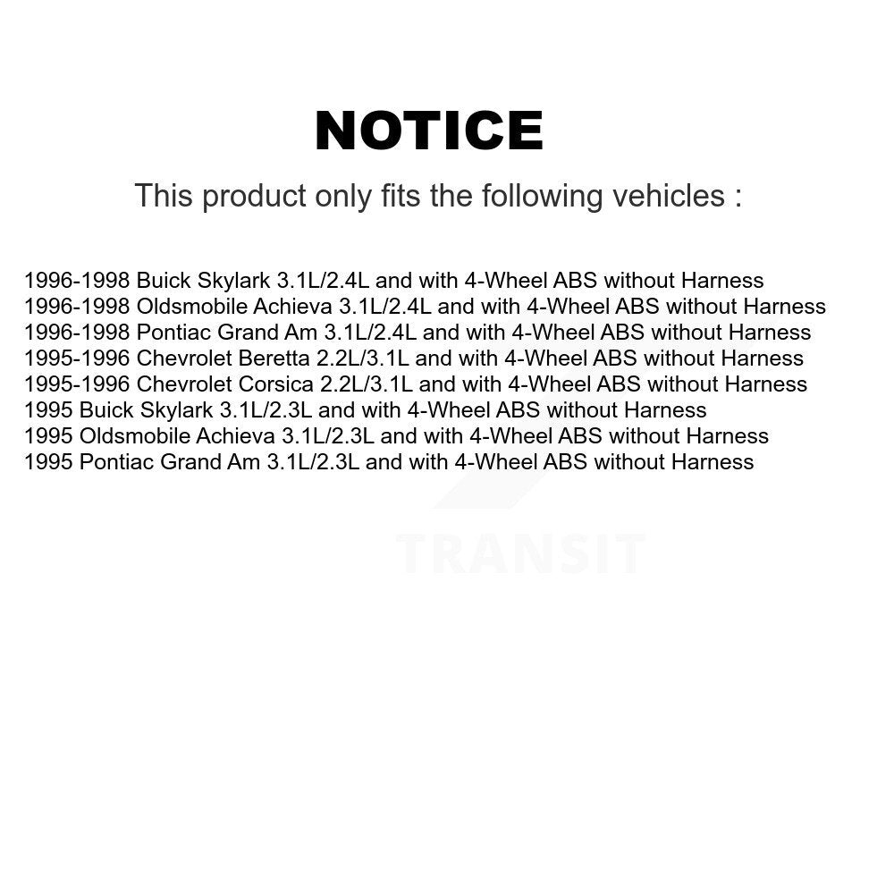 Wheel Hub Bearing ABS Sensor Front Kit For Pontiac Grand Am Chevrolet Oldsmobile