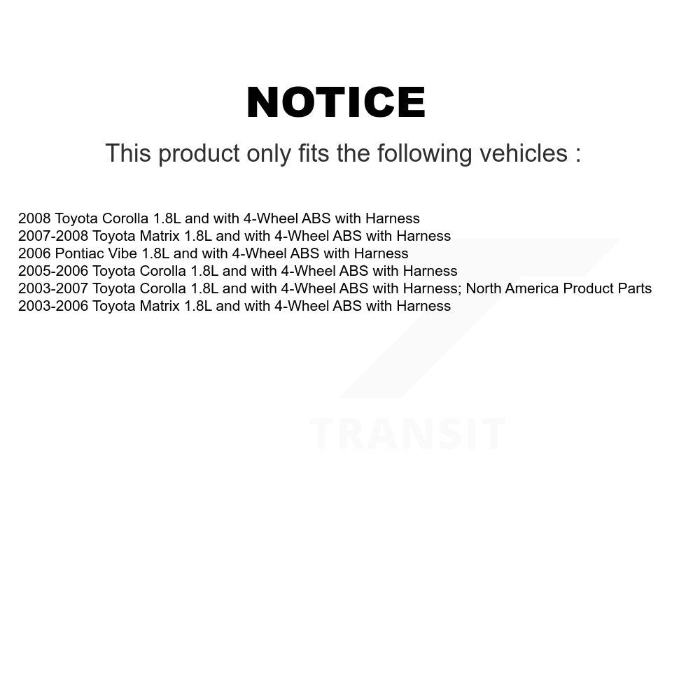 Wheel Bearing And ABS Sensor Front Kit For Toyota Corolla Matrix Pontiac Vibe