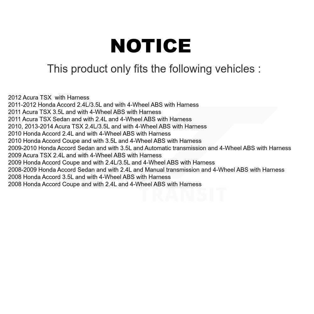 Wheel Bearing And ABS Sensor Front Kit For Honda Accord Acura TSX with Harness