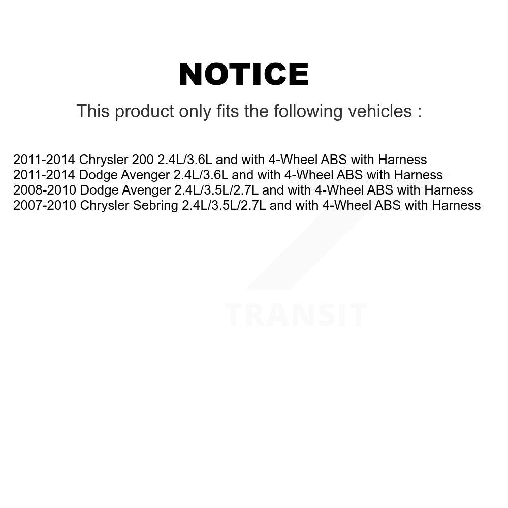 Wheel Hub Bearing & ABS Sensor Front Kit For Chrysler 200 Dodge Avenger Sebring