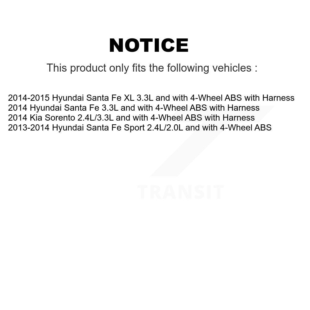 Wheel Hub Bearing ABS Sensor Front Kit For Hyundai Santa Fe Sport Kia Sorento XL