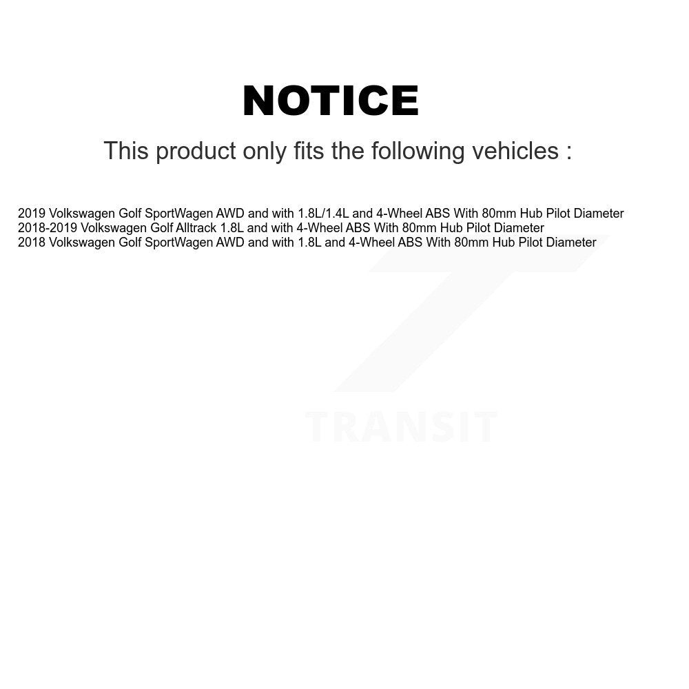 Wheel Hub Bearing ABS Sensor Front Rear Kit (8Pc) For Volkswagen Golf SportWagen