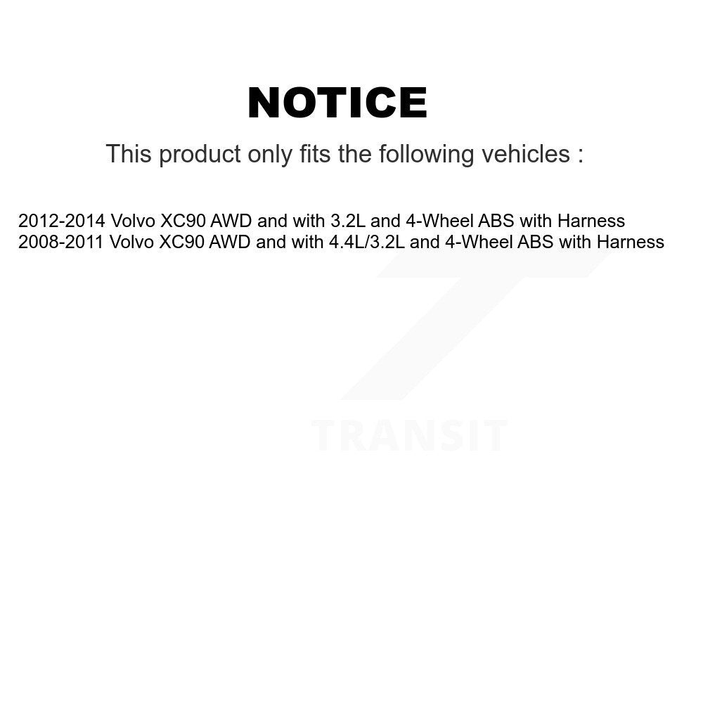 Wheel Hub Bearing & ABS Sensor Front Rear Kit (8Pc) For Volvo XC90 with Harness