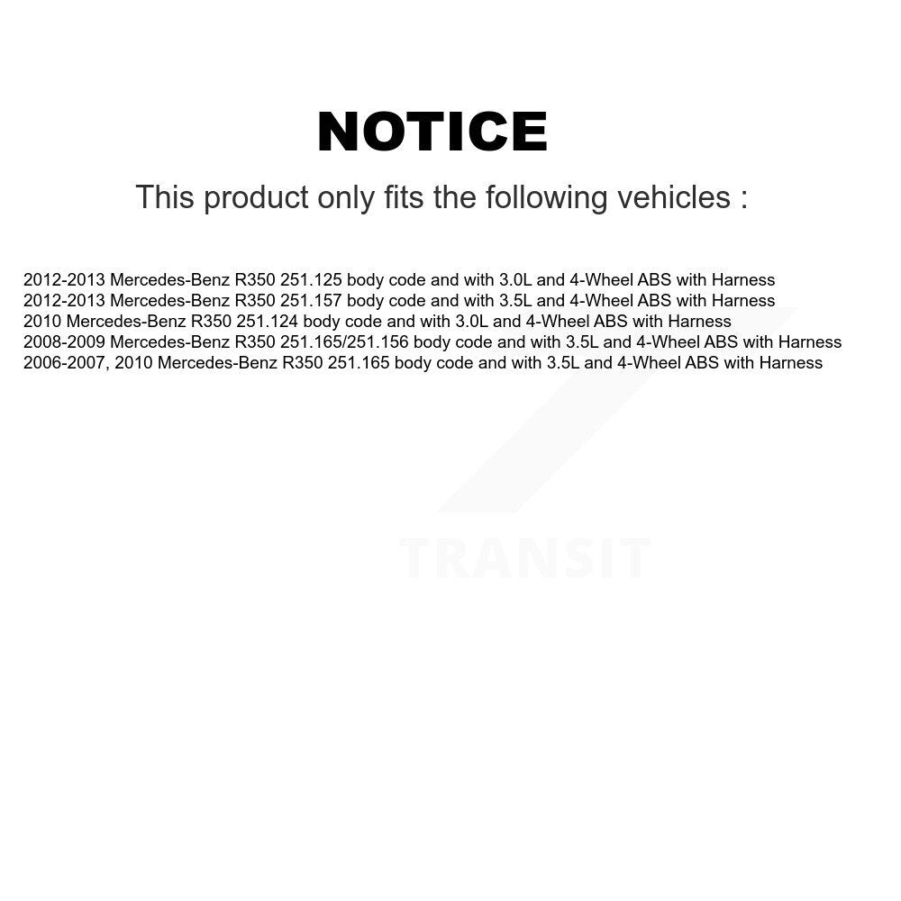 Wheel Bearing And ABS Sensor Front Rear Kit For Mercedes-Benz R350 with Harness
