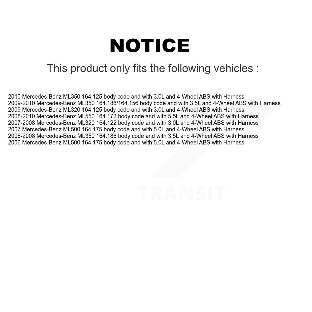 Wheel Bearing & Sensor Front Rear Kit For Mercedes-Benz ML350 ML320 ML550 ML500