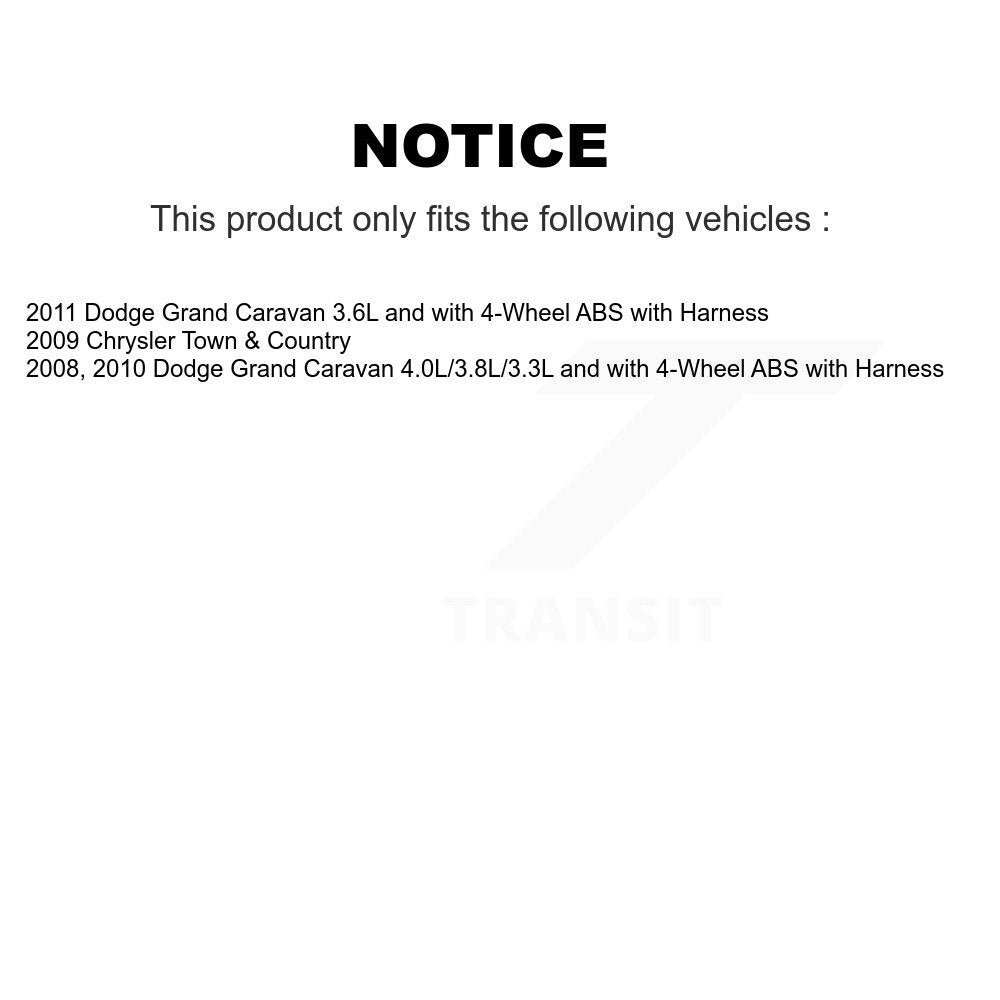 Wheel Hub Bearing Extra Sensor Front Rear Kit For Dodge Grand Caravan Chrysler &