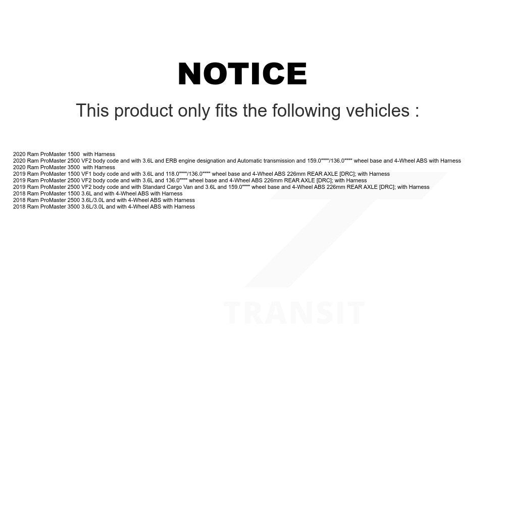 Wheel Hub Bearing And ABS Sensor Rear Kit For Ram ProMaster 2500 3500 1500
