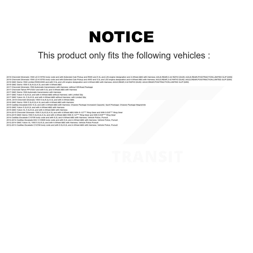 Wheel Bearing Sensor Rear Kit For GMC Chevrolet Sierra 1500 Silverado LD Limited