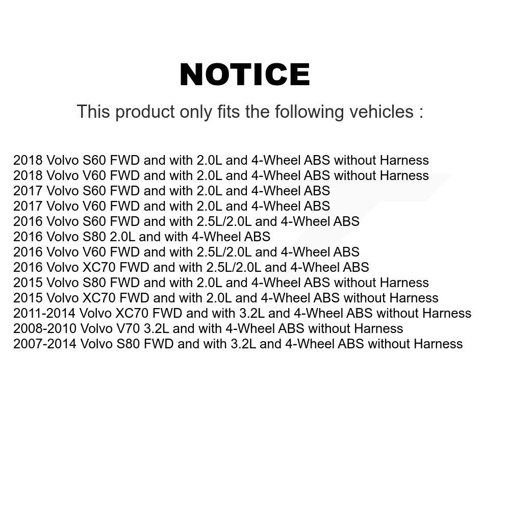 Wheel Hub Bearing And ABS Sensor Rear Kit For Volvo XC70 S80 S60 V60 V70