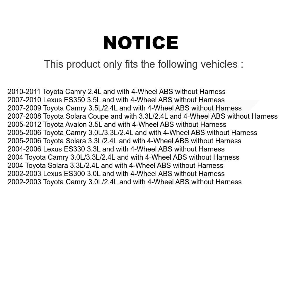 Wheel Hub Bearing Extra ABS Sensor Rear Kit For Toyota Camry Lexus ES350 Solara
