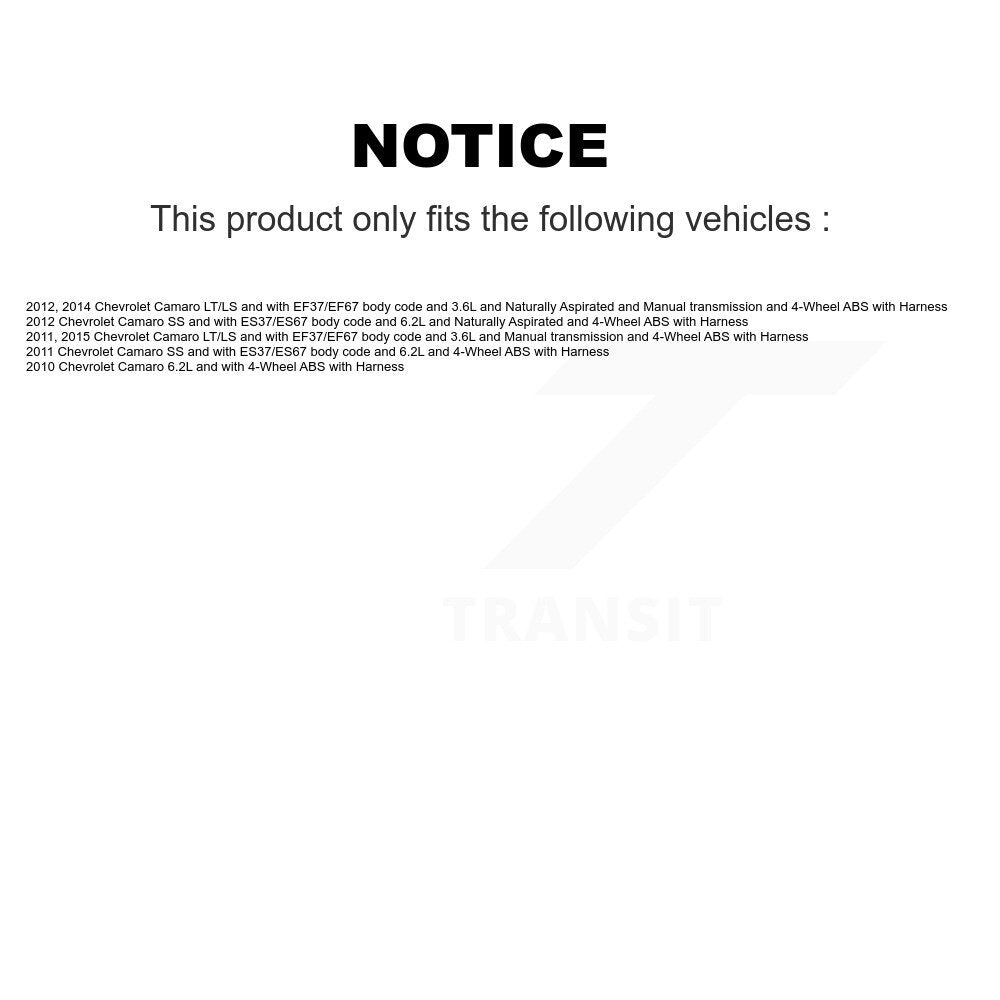 Wheel Hub Bearing & ABS Sensor Front Rear Kit For Chevrolet Camaro with Harness
