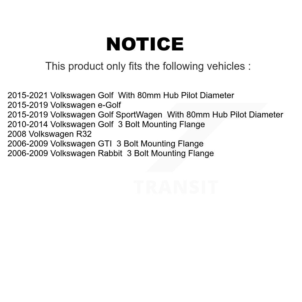 Wheel Bearing & Tie Rod End Front Kit For Volkswagen Golf SportWagen Rabbit GTI