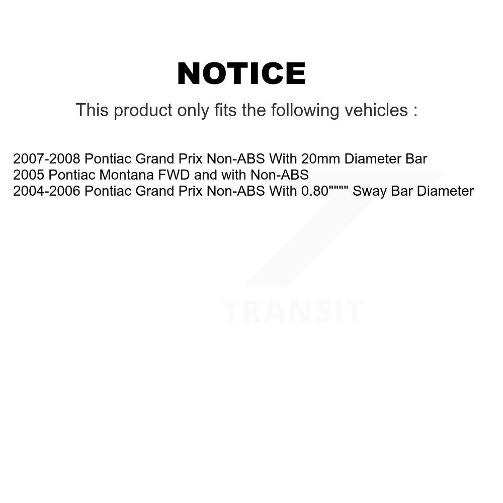 Hub Bearing Assembly And Link Front Kit For Pontiac Grand Prix Montana