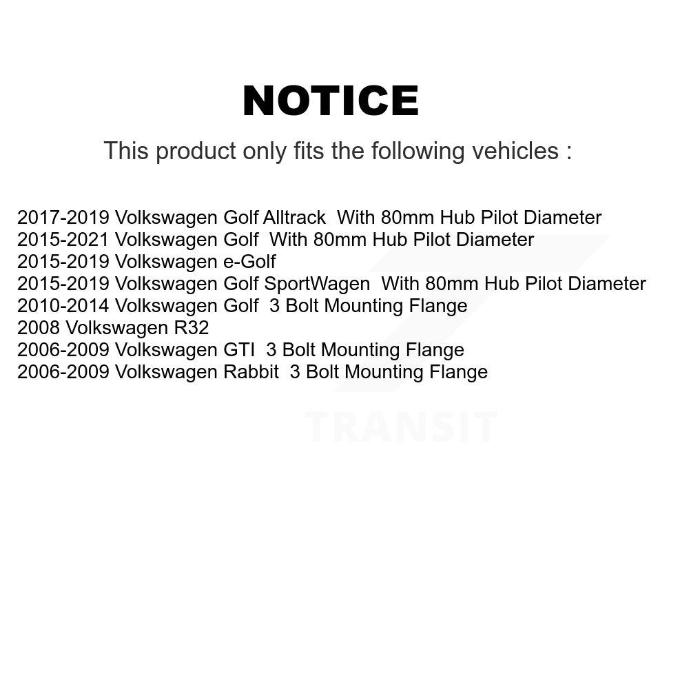 Hub Bearing Assembly & Link Front Kit For Volkswagen Golf SportWagen Rabbit GTI
