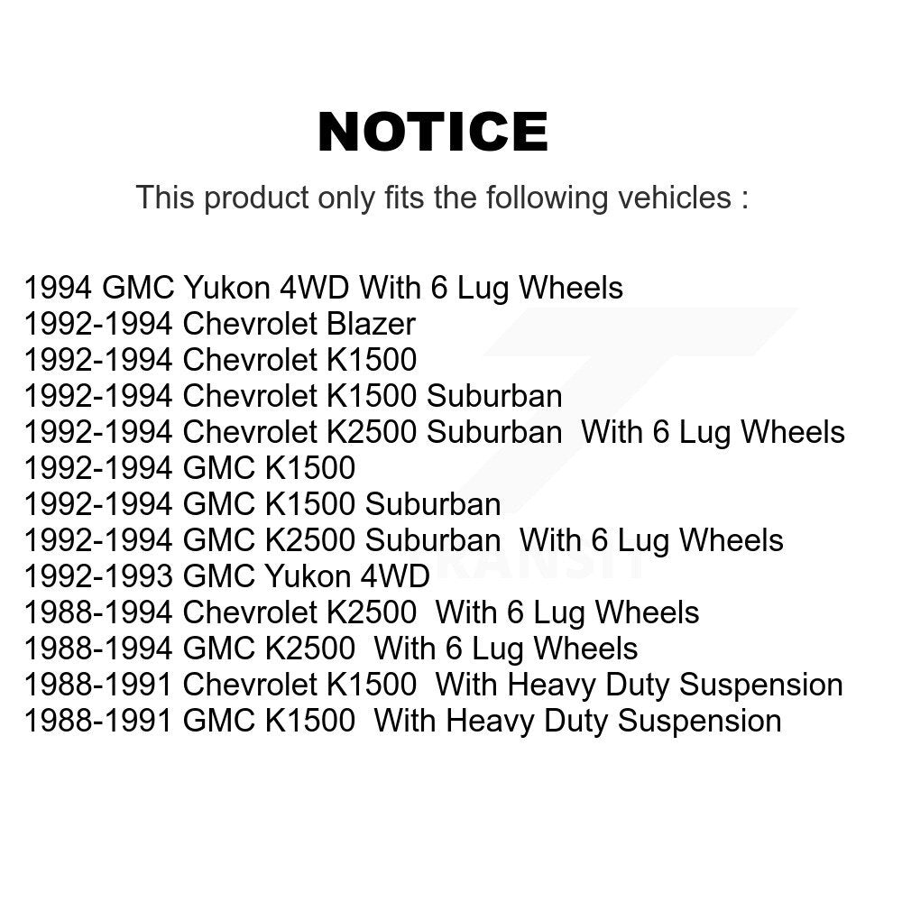 Hub Bearing Assembly Link Front Kit For K1500 Chevrolet GMC K2500 Suburban Yukon