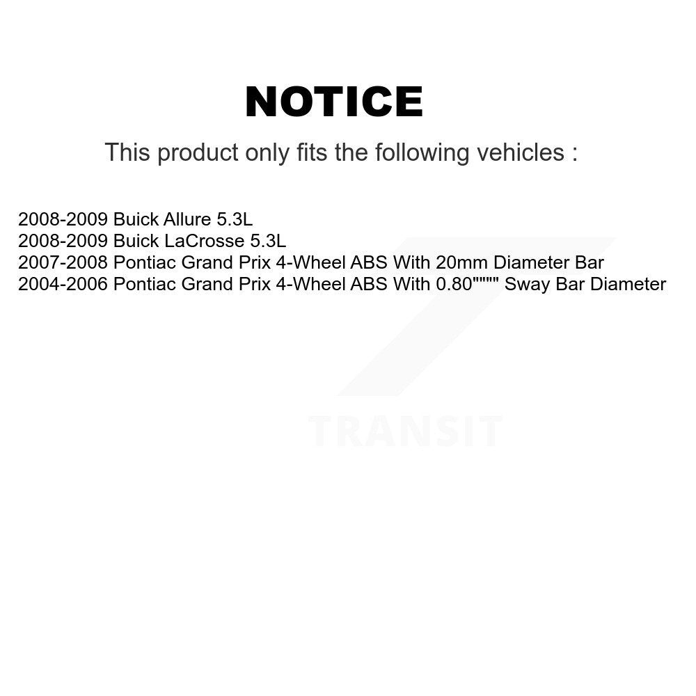Bearing Lower Control Arm Tie Rod & Link Front Left Kit (5Pc) For Pontiac Grand