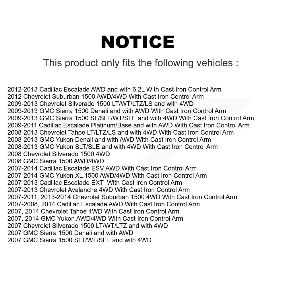 Bearing Lower Upper Control Arm Outer Tie Rod Link Front Right Kit (5Pc) For GMC