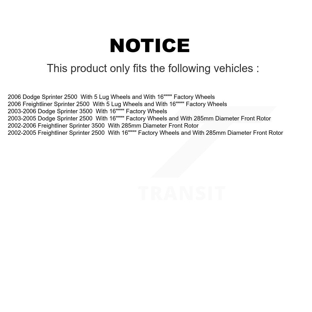 Disc Brake Rotors Front Pair For Sprinter 2500 Dodge Freightliner 3500
