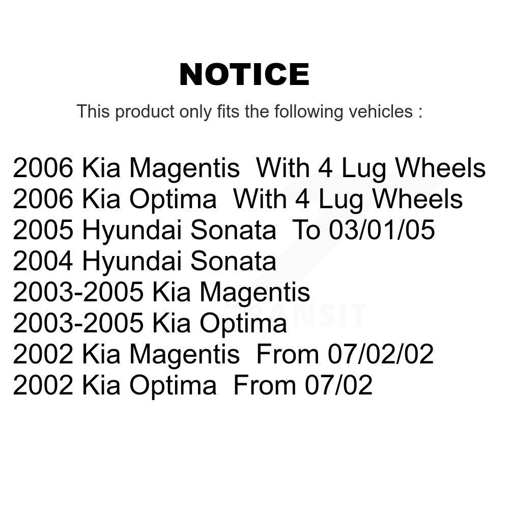 Disc Brake Rotors Front Pair For Hyundai Sonata Kia Optima Magentis
