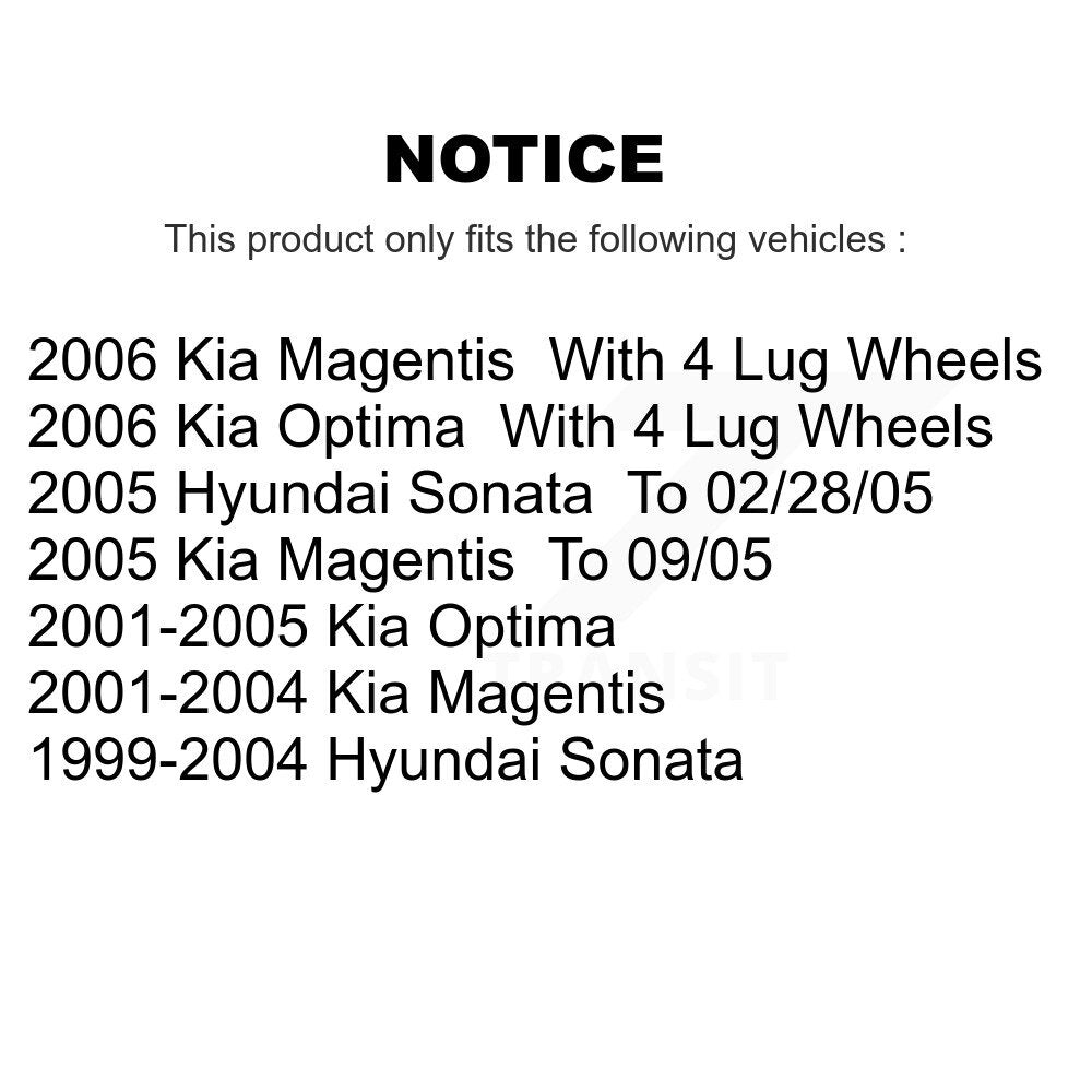 Disc Brake Rotors Rear Pair For Hyundai Sonata Kia Optima Magentis