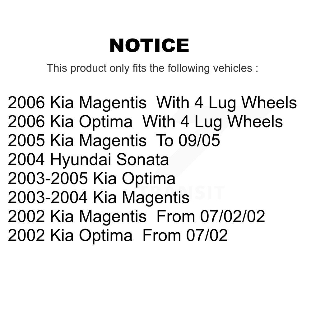 Disc Brake Rotors Front Rear Kit For Hyundai Sonata Kia Optima Magentis
