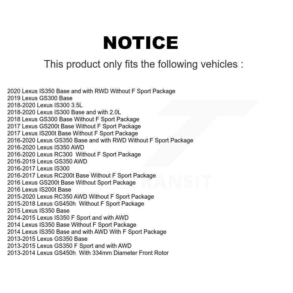 Brake Rotor Front Rear Kit For Lexus IS300 IS350 GS350 RC350 RC300 IS200t GS450h