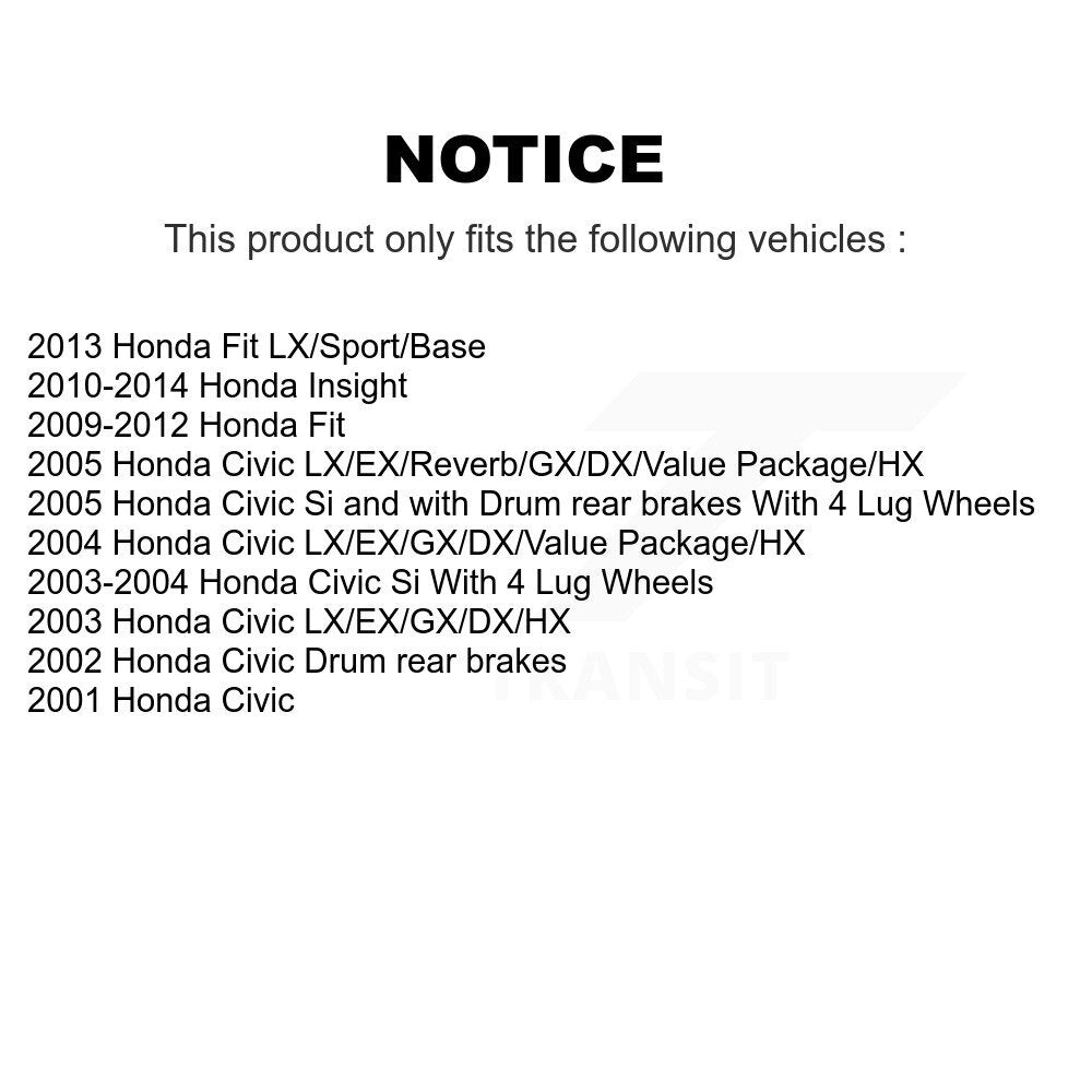 Brake Drums Rear Pair For Honda Civic Fit Insight