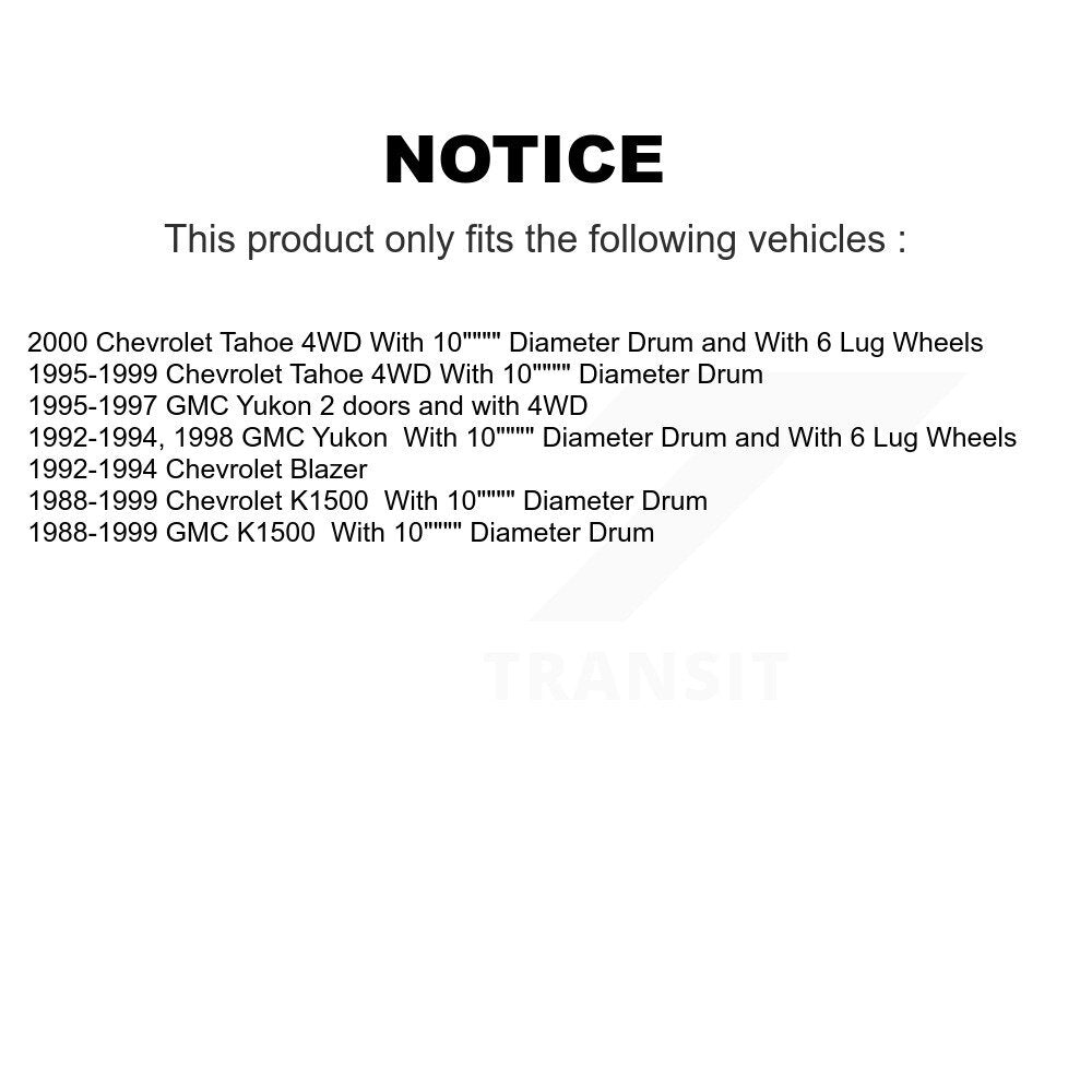 Brake Drums Rear Pair For K1500 Chevrolet GMC Tahoe Yukon Blazer