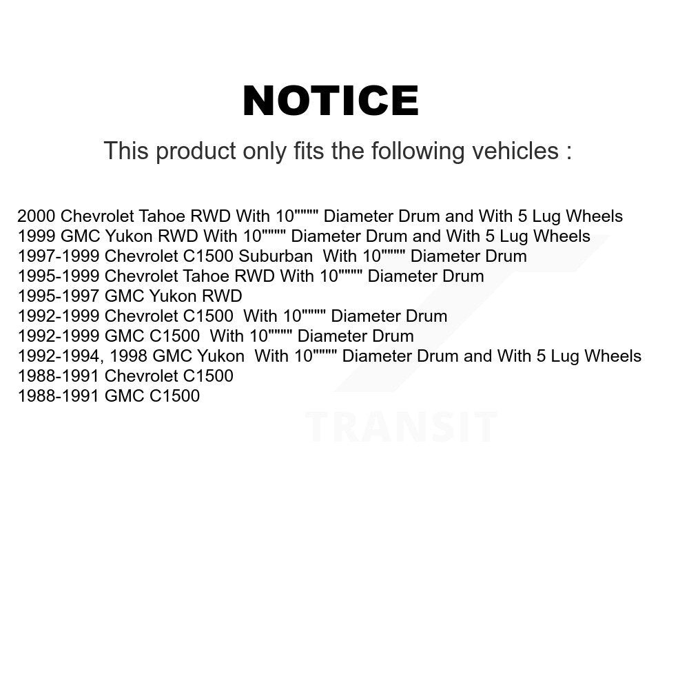 Brake Drums Rear Pair For C1500 Chevrolet GMC Tahoe Yukon Suburban