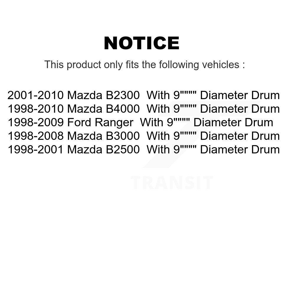 Brake Drums Rear Pair For Ford Ranger Mazda B4000 B3000 B2300 B2500