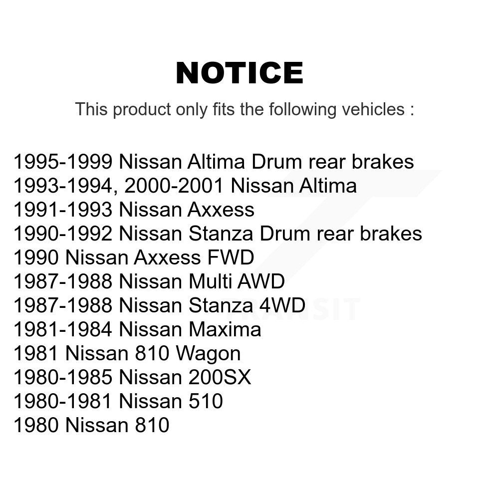 Brake Drums Rear Pair For Nissan Altima Axxess Stanza 200SX 510 Maxima 810 Multi
