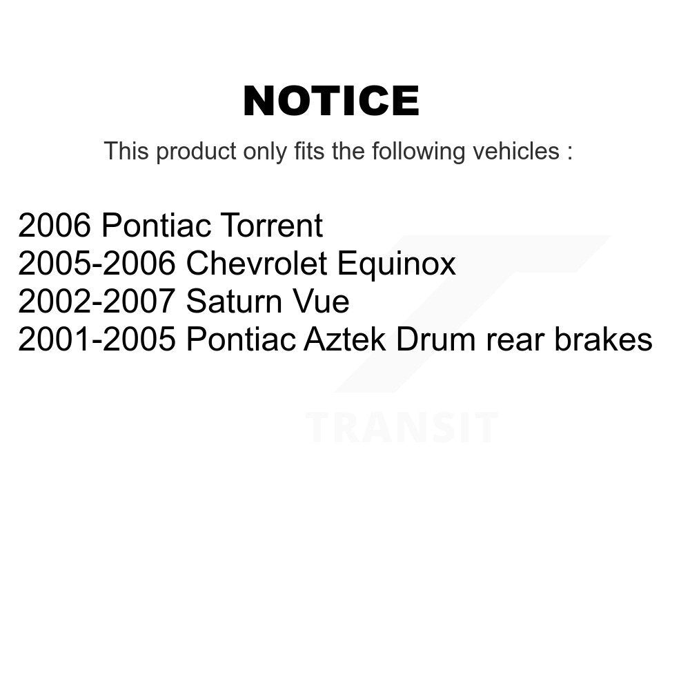 Brake Drums Rear Pair For Saturn Vue Chevrolet Equinox Pontiac Torrent Aztek